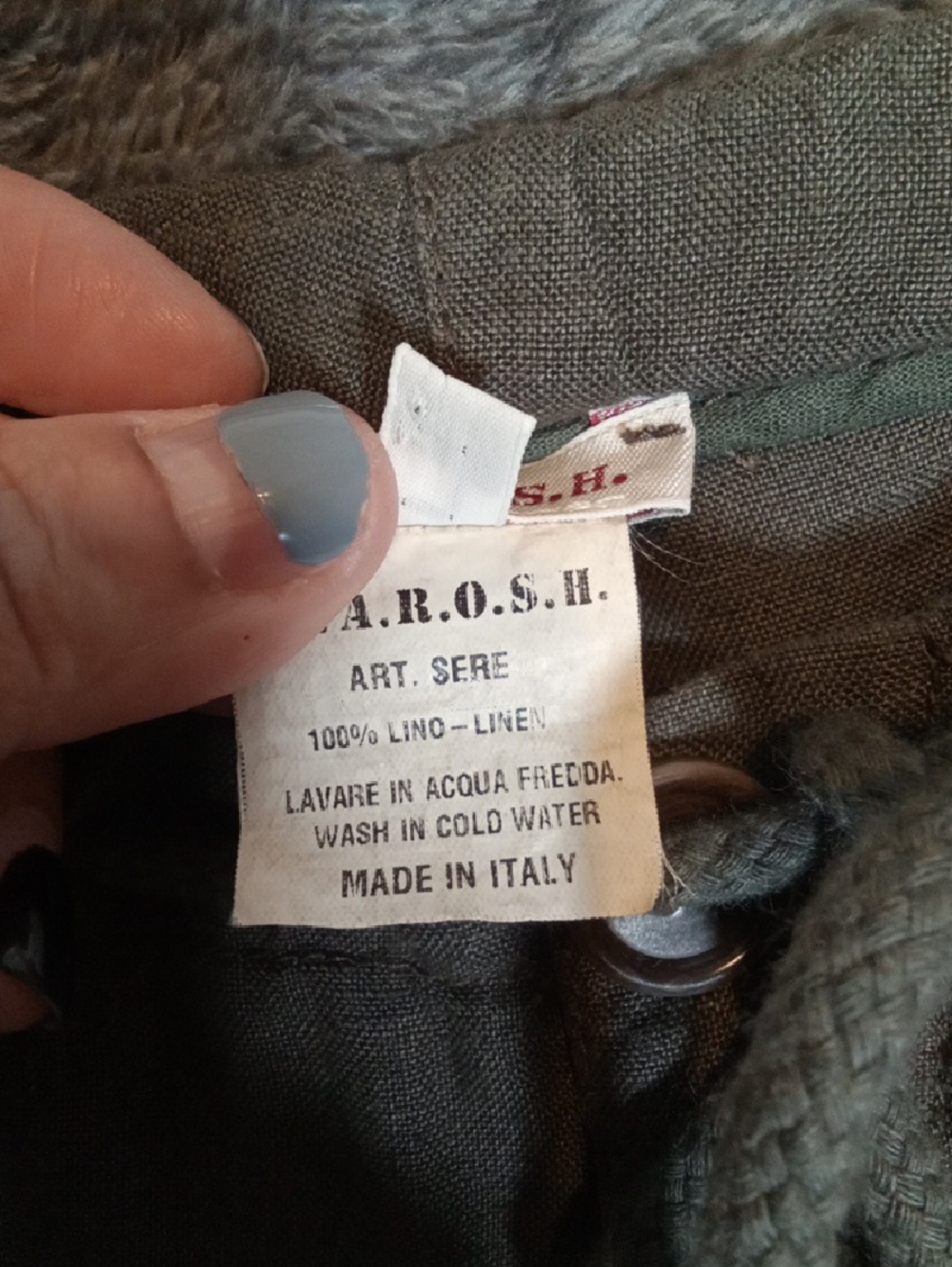 P.A.R.O.S.H Italian Linen Casual Chick Olive Green Resortwear Coastal Pants XL - Picture 5 of 12